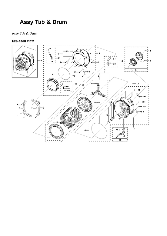 Samsung WF45B6300AW/US-00 tub & drum assy diagram