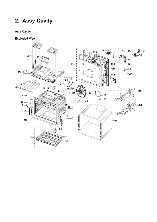 Samsung NE63B8611SG/AA-00 cavity assy diagram