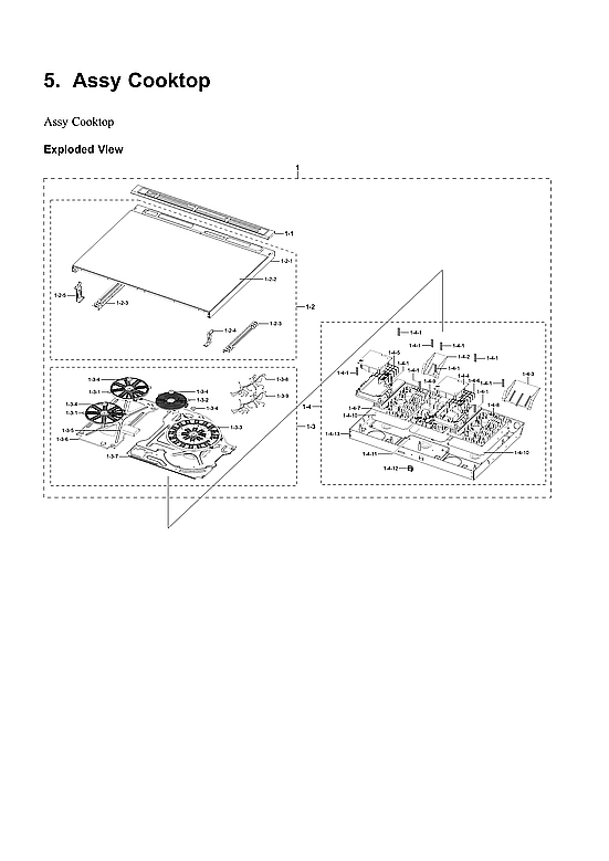 Samsung NE63B8611SG/AA-00 cooktop assy diagram