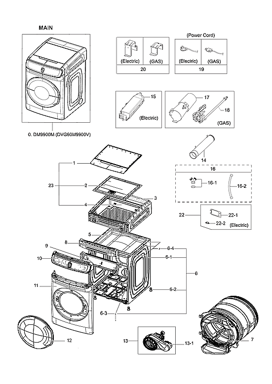 Samsung DVG60M9900V/A3-02 main assy diagram