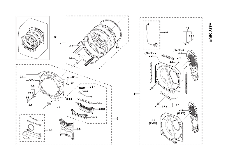Samsung DVG60M9900V/A3-02 drum assy diagram