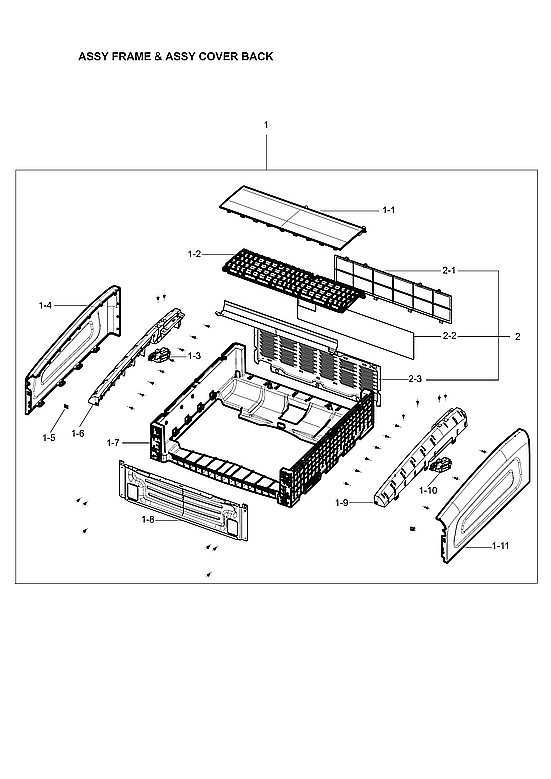 Samsung DVG60M9900V/A3-02 frame & back cover assy diagram