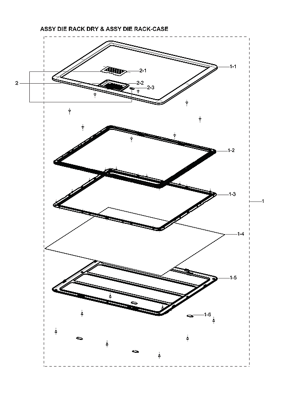 Samsung DVG60M9900V/A3-02 die rack dry & die rack-case assy diagram