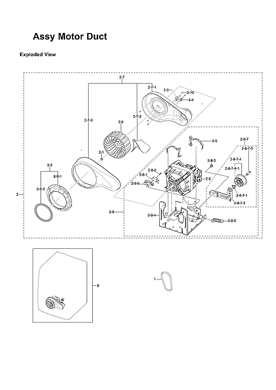 Samsung DVG60M9900V/A3-02 motor duct assy diagram
