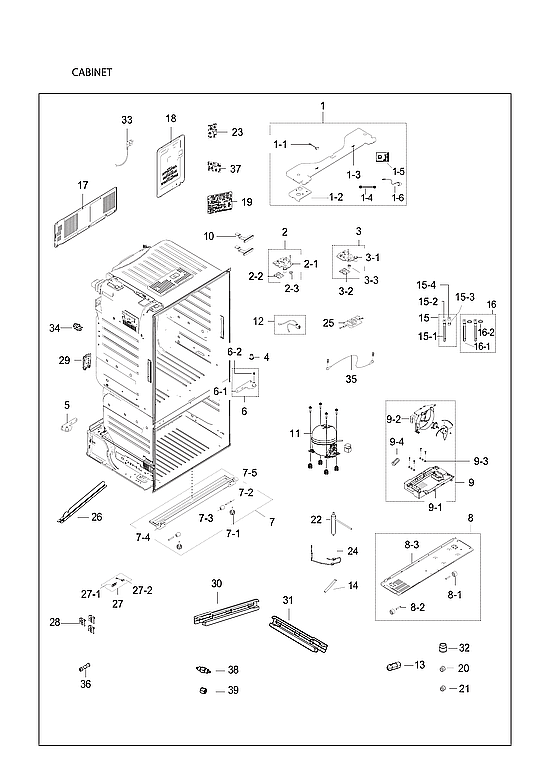 Samsung RF23HCEDBSG/AA-01 cabinet diagram