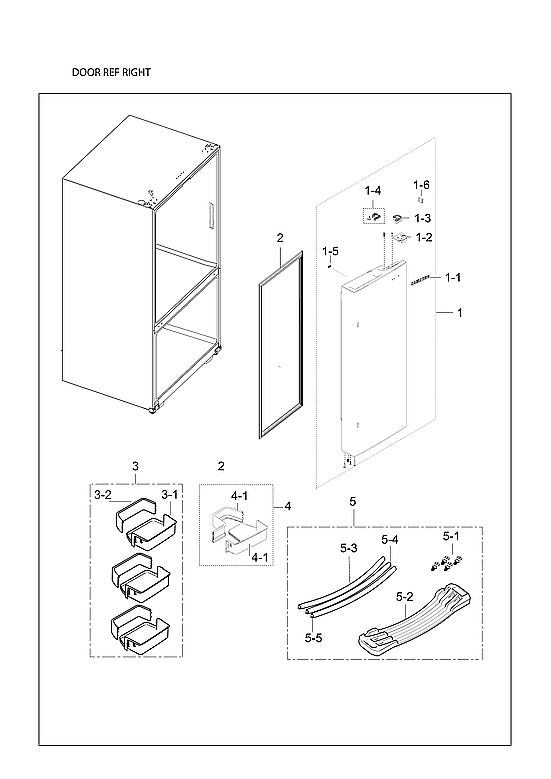Samsung RF23HCEDBSG/AA-01 right refrigerator door diagram