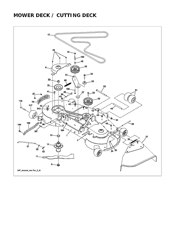 Husqvarna 96043032100 mower deck/cutting deck diagram