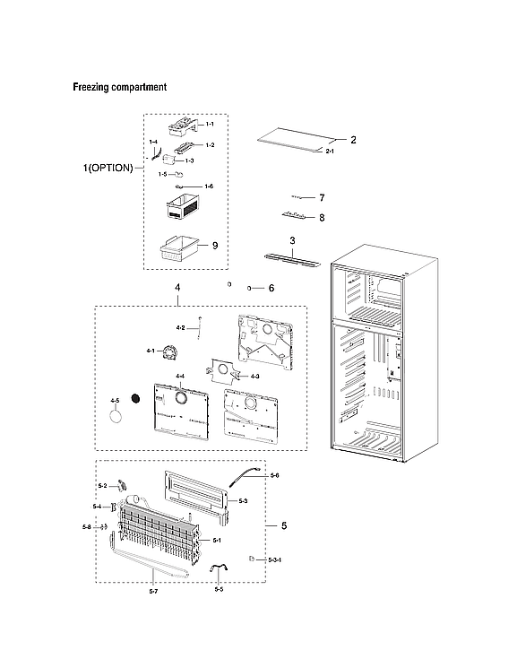 Samsung RT21M6215SR/AA-02 freezer compartment diagram