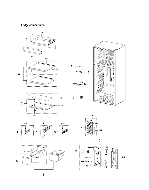 Samsung RT21M6215SR/AA-02 refrigerator compartment diagram