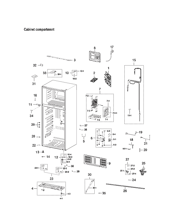 Samsung RT21M6215SR/AA-02 cabinet compartment diagram