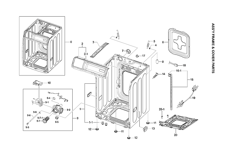 Samsung WF365BTBGWR/A2-00 frame & cover assy diagram