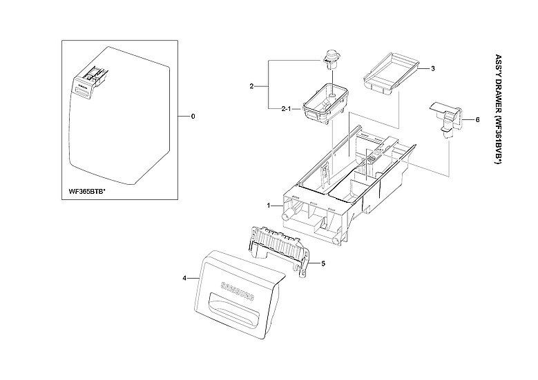 Samsung WF365BTBGWR/A2-00 drawer assy diagram