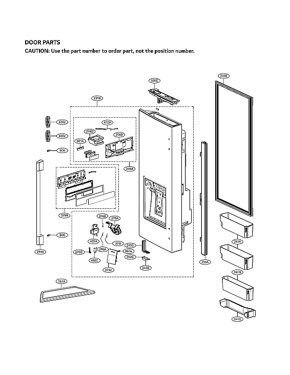 LG SKSFD3613S/00 dispenser door parts diagram