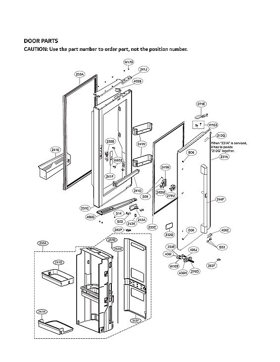 LG SKSFD3613S/00 refrigerator door parts diagram