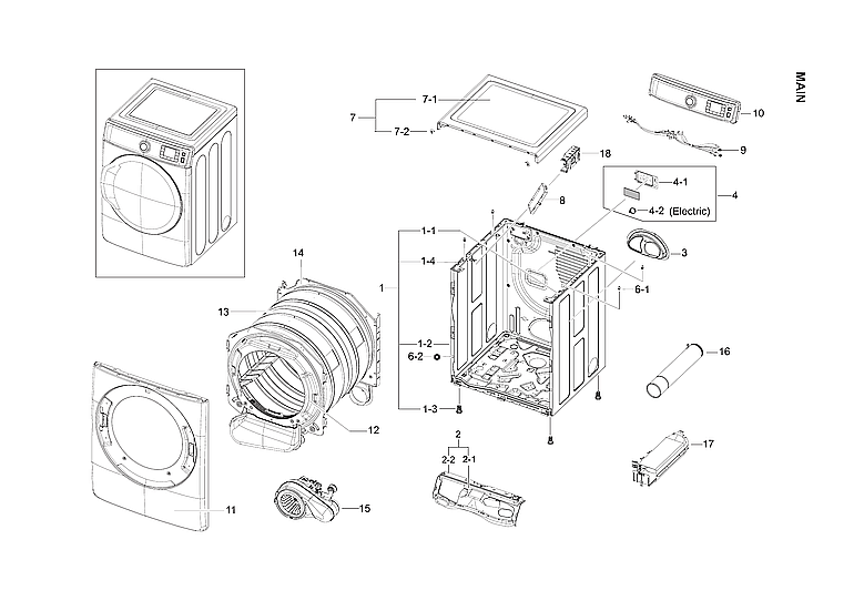 Samsung DV56H9100EG/A2-01 main assy diagram