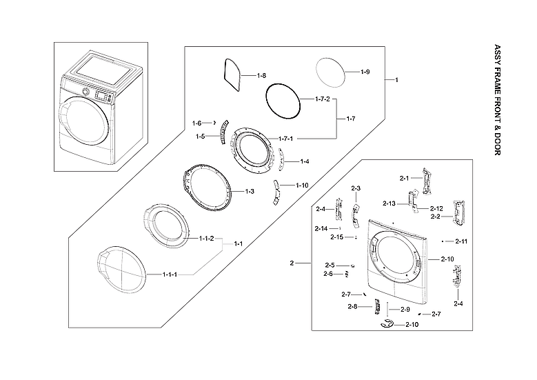 Samsung DV56H9100EG/A2-01 front frame & door assy diagram