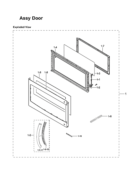 Samsung ME16K3000AS/AC-00 door assy diagram