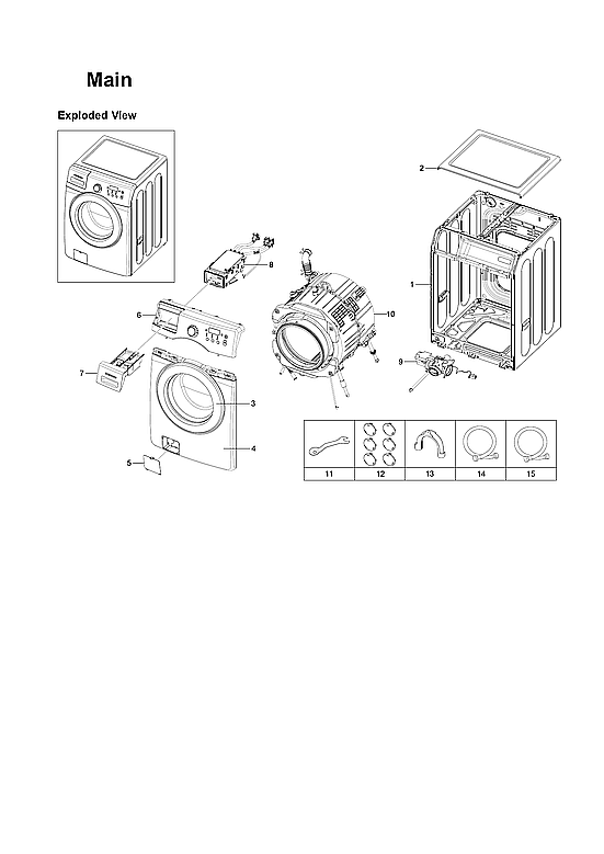 Samsung WF241ANW/XAA-00 main assy diagram