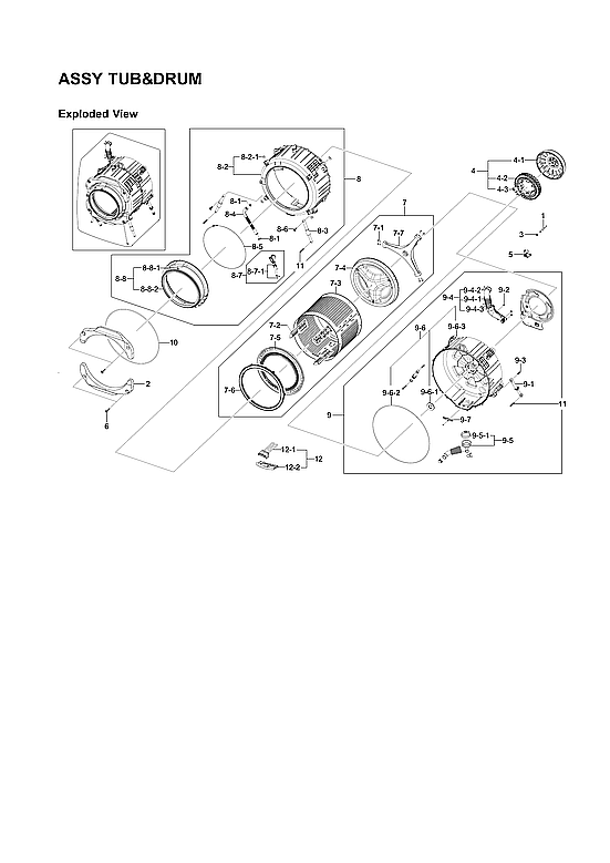 Samsung WF241ANW/XAA-00 tub & drum assy diagram