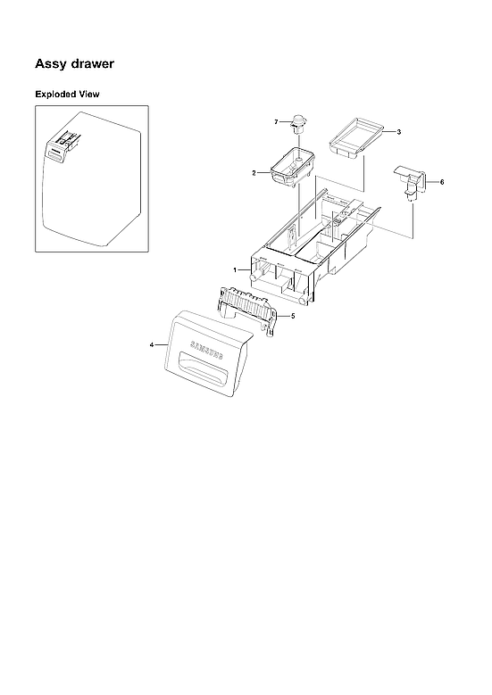 Samsung WF241ANW/XAA-00 drawer assy diagram