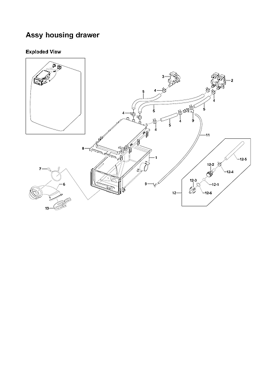 Samsung WF241ANW/XAA-00 housing drawer assy diagram
