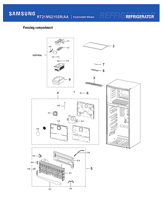 Samsung RT21M6215SR/AA-07 freezer compartment diagram