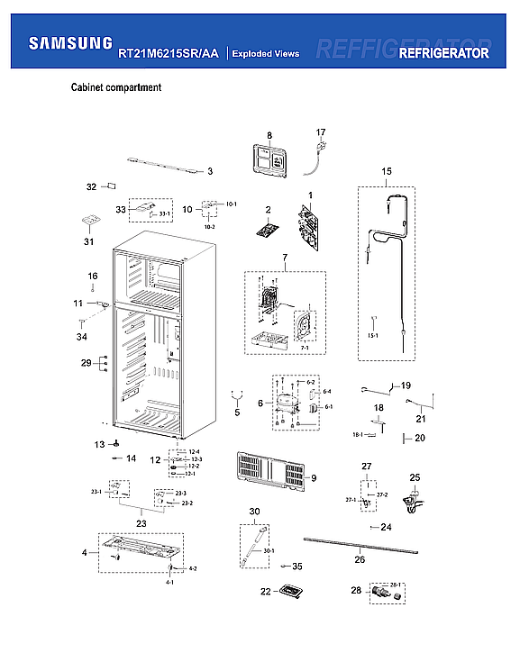 Samsung RT21M6215SR/AA-07 cabinet compartment diagram