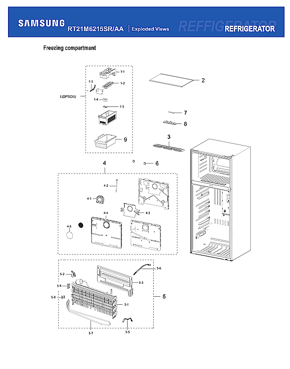 Samsung RT21M6215SR/AA-08 freezer compartment diagram