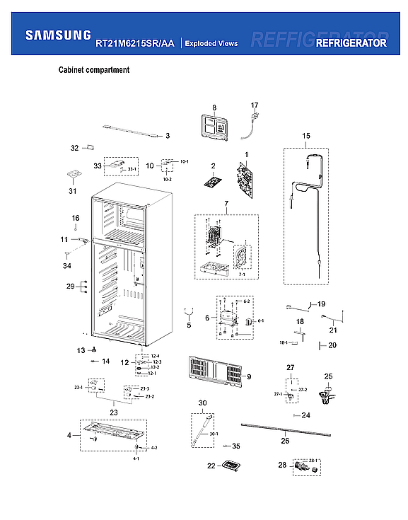 Samsung RT21M6215SR/AA-08 cabinet compartment diagram