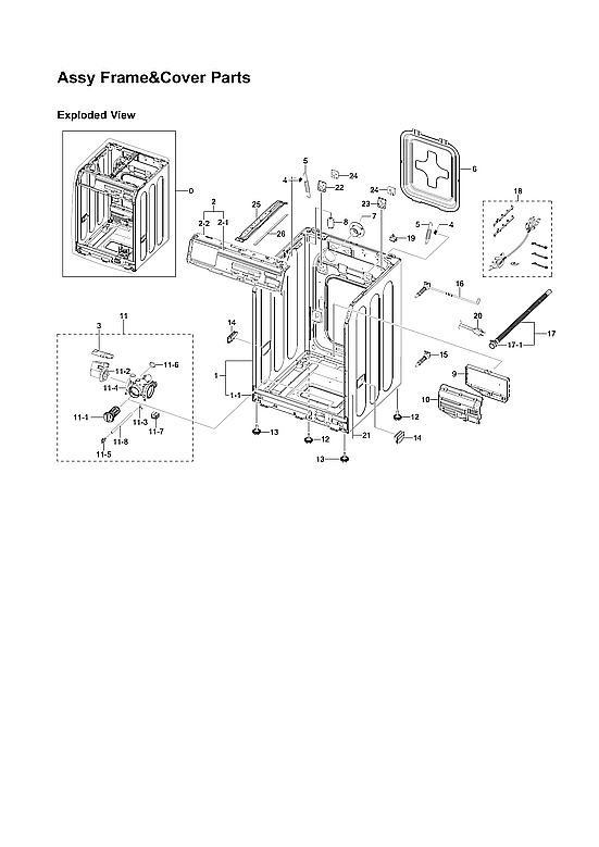 Samsung WF331ANR/XAA-02 frame & cover assy diagram