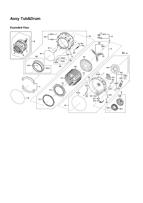 Samsung WF331ANR/XAA-02 tub & drum assy diagram