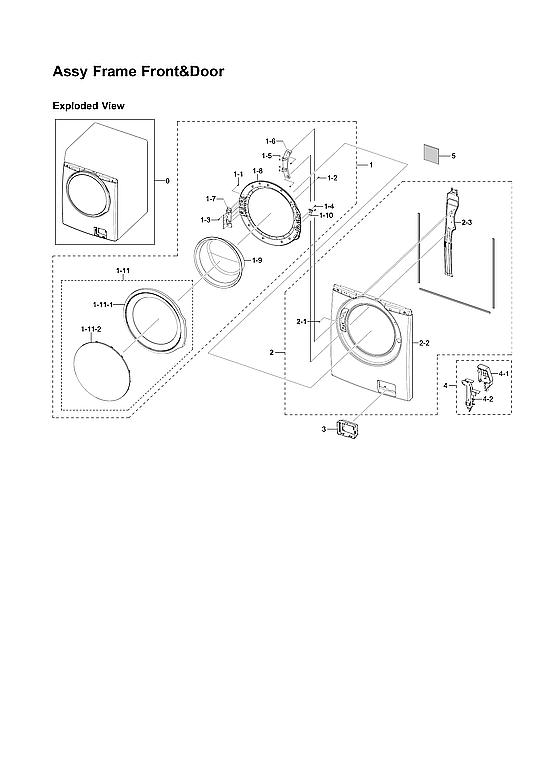 Samsung WF331ANR/XAA-02 front frame & door assy diagram