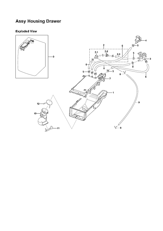 Samsung WF331ANR/XAA-02 drawer housing assy diagram