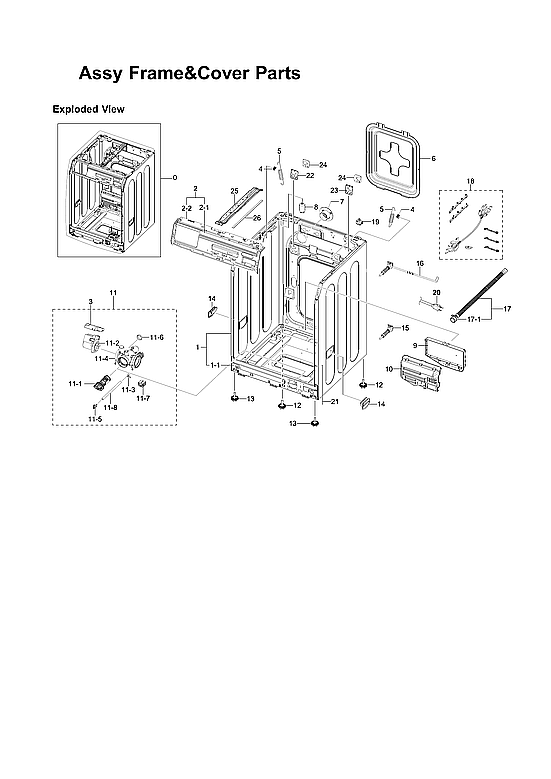Samsung WF331ANR/XAA-05 frame & cover assy diagram