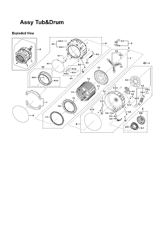 Samsung WF331ANR/XAA-05 tub & drum assy diagram