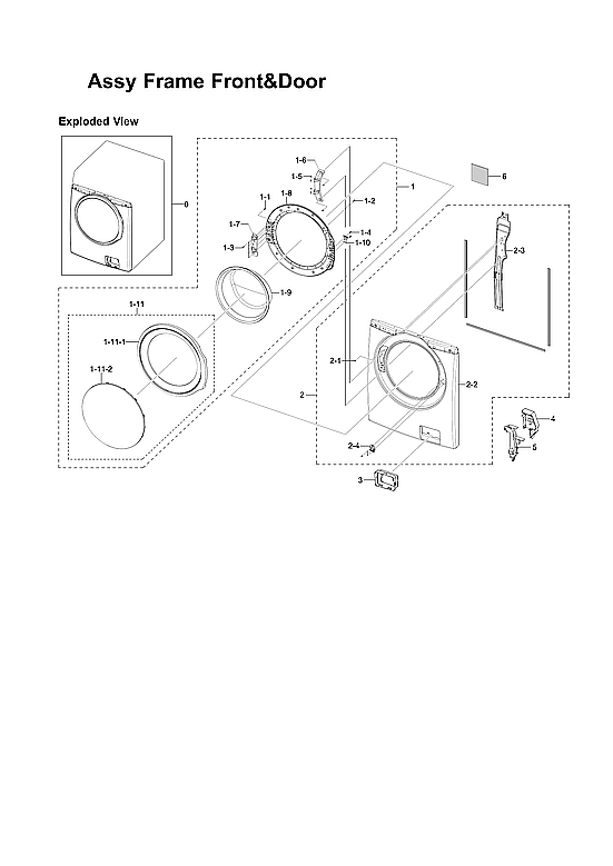 Samsung WF331ANR/XAA-05 front frame & door assy diagram