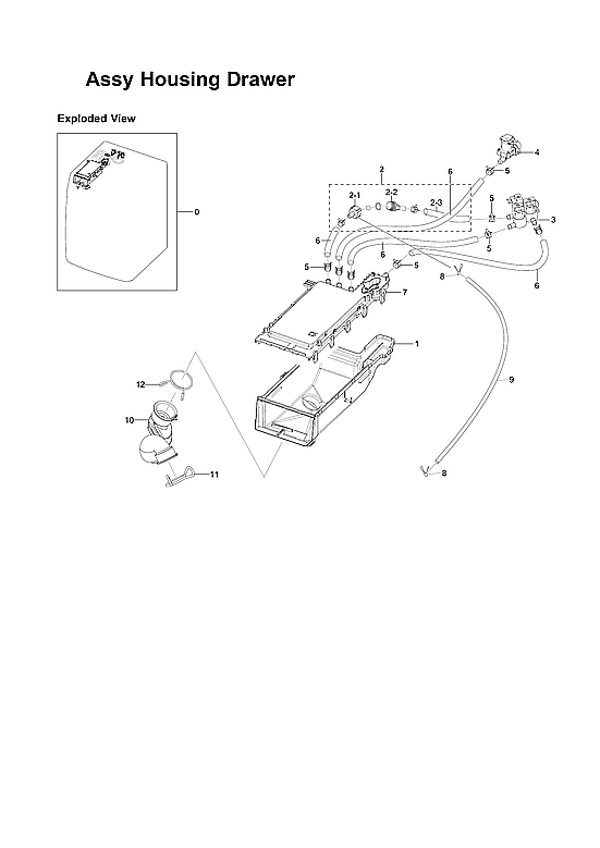 Samsung WF331ANR/XAA-05 housing drawer assy diagram