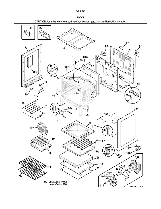 Kenmore 79090319011 body diagram