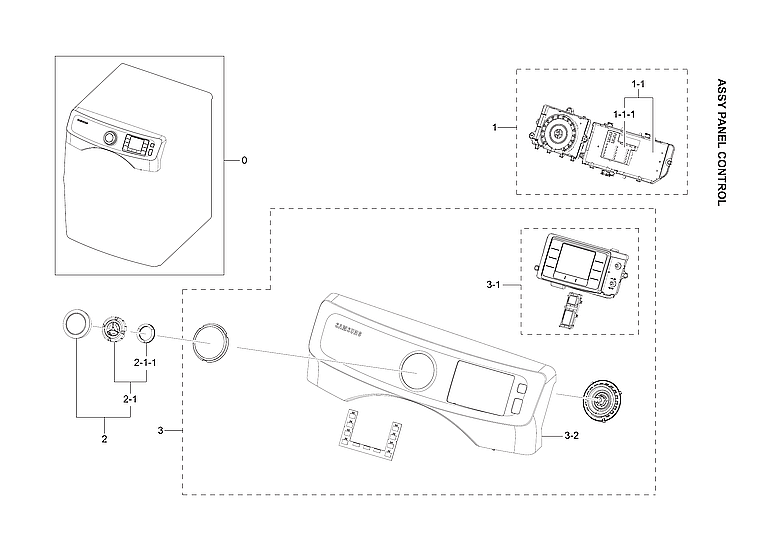 Samsung DV42H5200GF/A3-01 control panel assy diagram