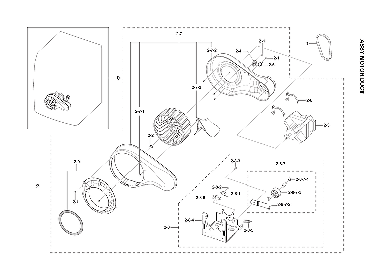 Samsung DV42H5200GF/A3-02 motor duct assy diagram