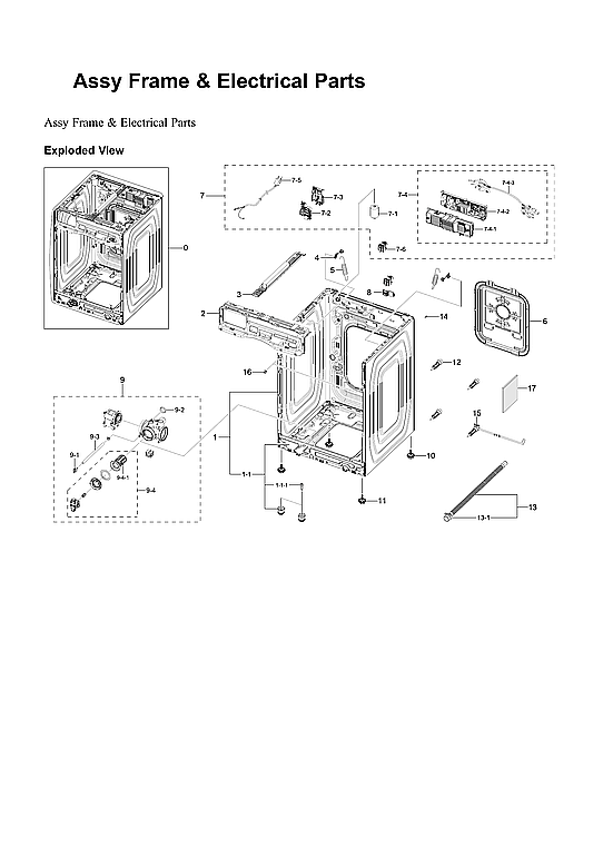 Samsung WF45B6300AP/US-00 frame & electrical parts assy diagram