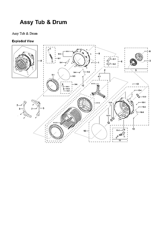 Samsung WF45B6300AP/US-00 tub & drum assy diagram