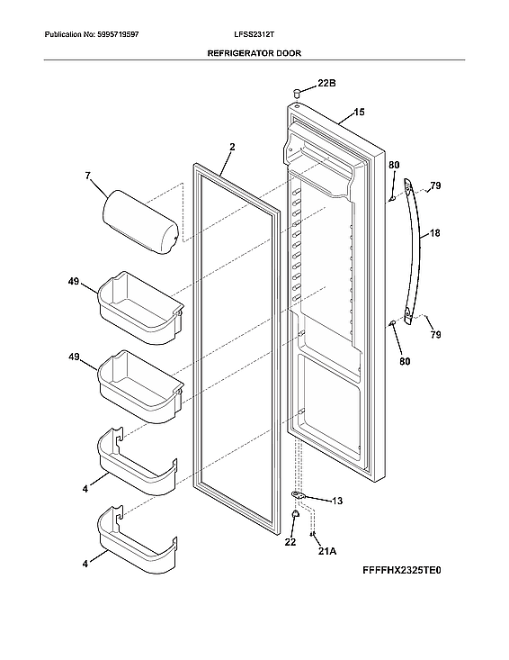Frigidaire LFSS2312TE3 refrigerator door diagram