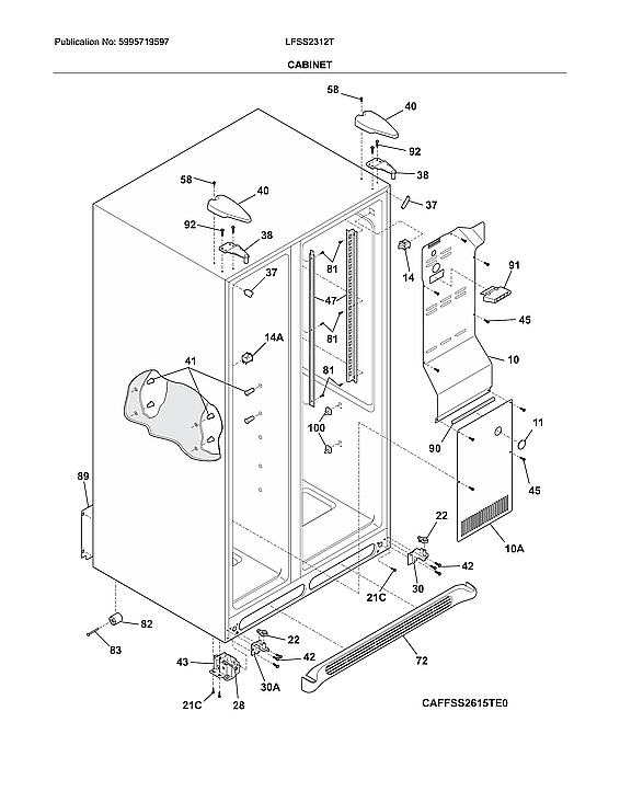 Frigidaire LFSS2312TE3 cabinet diagram