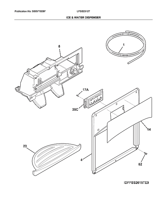Frigidaire LFSS2312TE3 ice & water dispenser diagram