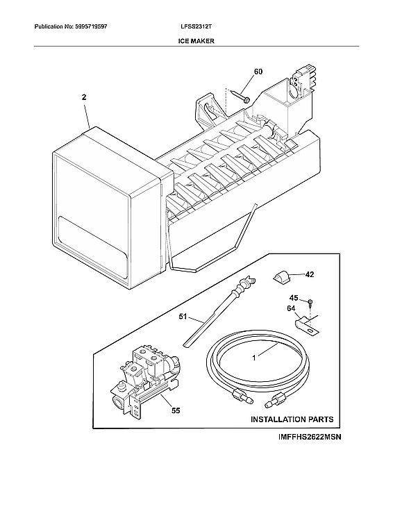 Frigidaire LFSS2312TE3 ice maker diagram