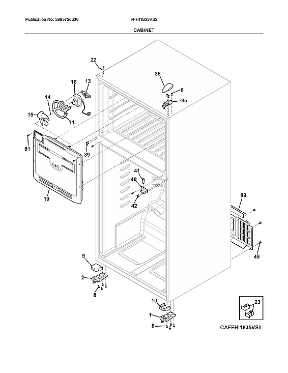 Frigidaire FFHI1835VS2 cabinet diagram