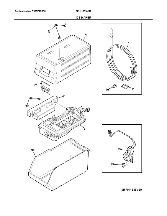 Frigidaire FFHI1835VS2 ice maker diagram
