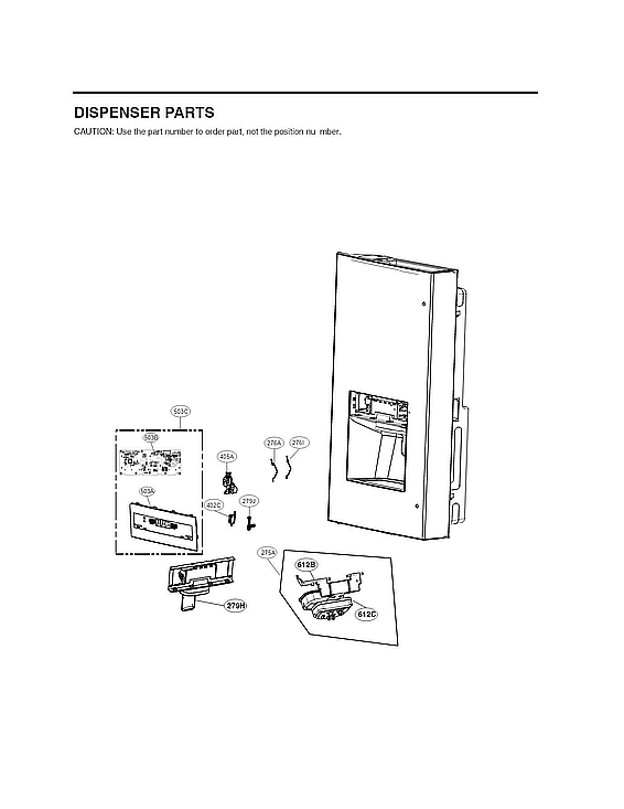 Kenmore 79572597712 dispenser parts diagram