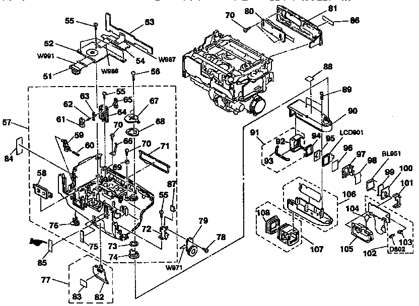 Sony CCD-TR65 cabinet diagram